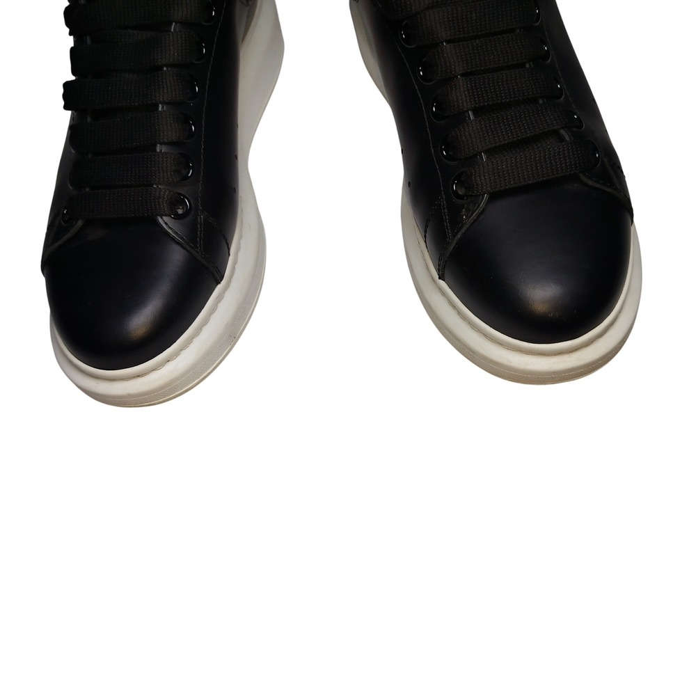 Alexander McQuee Oversized Sneakers Black Leather White Sole Womens Luxury Shoes - Picture 13 of 13